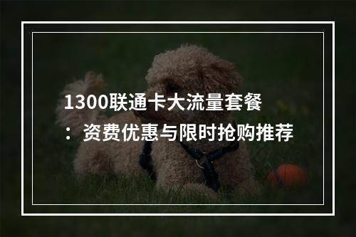1300联通卡大流量套餐：资费优惠与限时抢购推荐