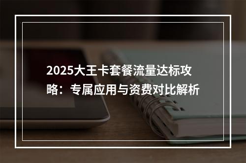 2025大王卡套餐流量达标攻略：专属应用与资费对比解析