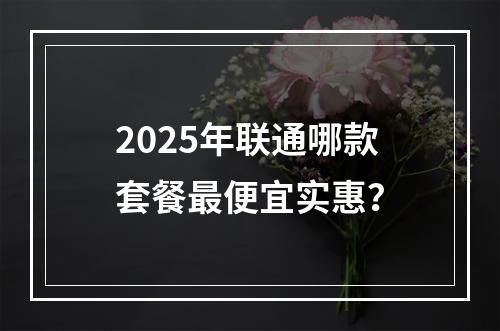 2025年联通哪款套餐最便宜实惠？