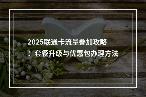 2025联通卡流量叠加攻略：套餐升级与优惠包办理方法