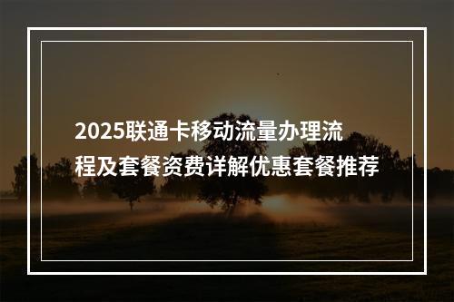 2025联通卡移动流量办理流程及套餐资费详解优惠套餐推荐