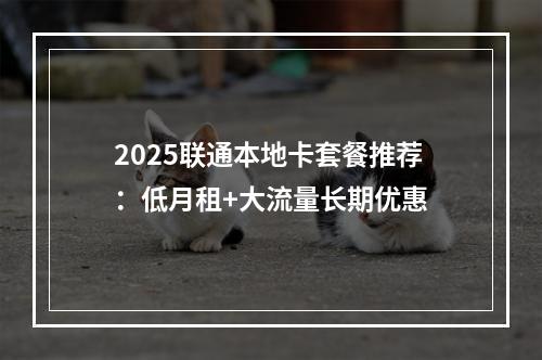 2025联通本地卡套餐推荐：低月租+大流量长期优惠