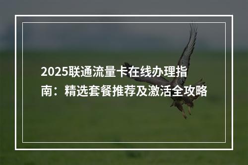 2025联通流量卡在线办理指南：精选套餐推荐及激活全攻略