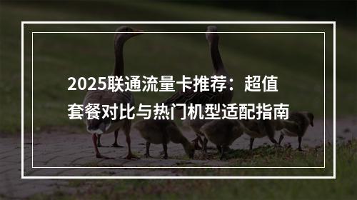 2025联通流量卡推荐：超值套餐对比与热门机型适配指南