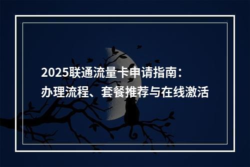 2025联通流量卡申请指南：办理流程、套餐推荐与在线激活