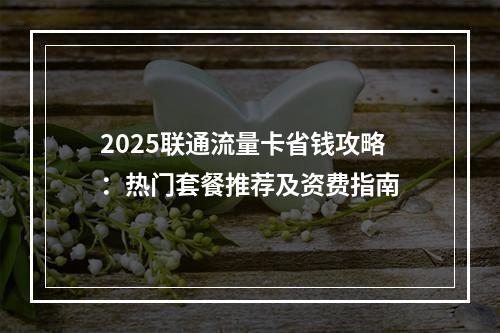 2025联通流量卡省钱攻略：热门套餐推荐及资费指南