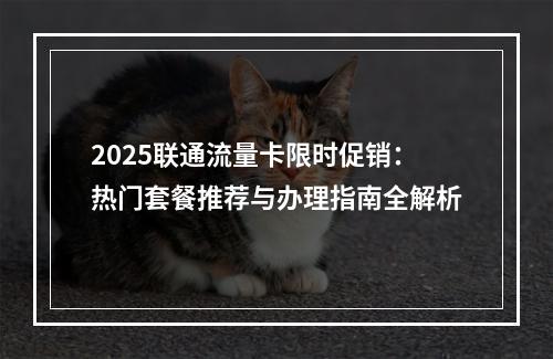2025联通流量卡限时促销：热门套餐推荐与办理指南全解析