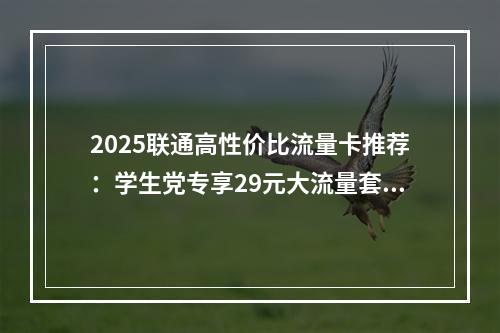 2025联通高性价比流量卡推荐：学生党专享29元大流量套餐