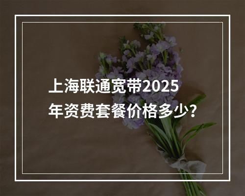上海联通宽带2025年资费套餐价格多少？