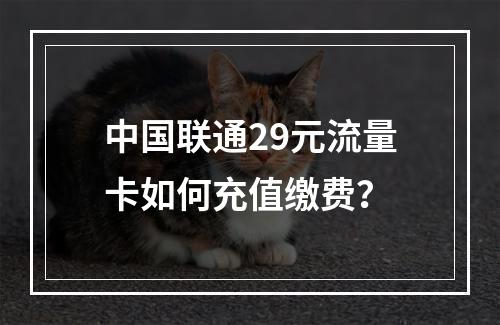 中国联通29元流量卡如何充值缴费？