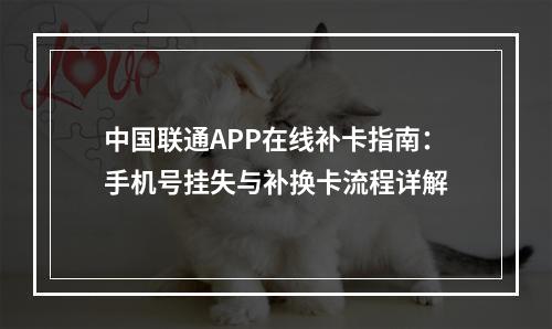 中国联通APP在线补卡指南：手机号挂失与补换卡流程详解