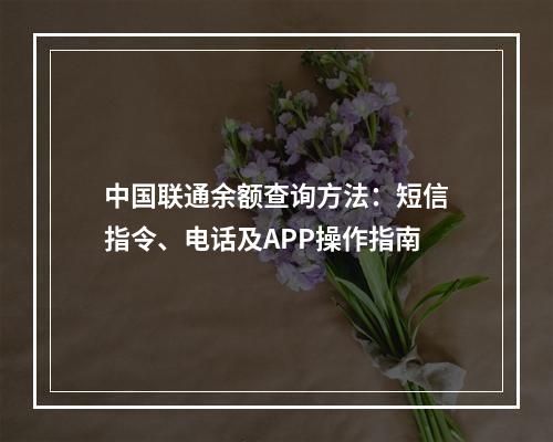 中国联通余额查询方法：短信指令、电话及APP操作指南