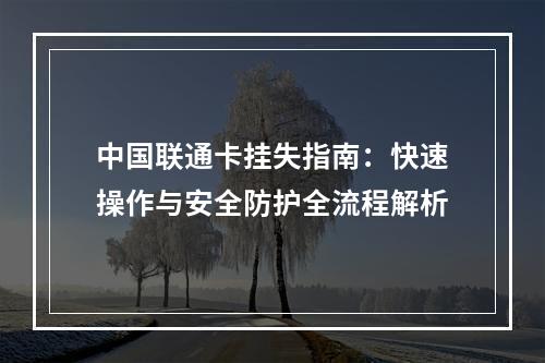 中国联通卡挂失指南：快速操作与安全防护全流程解析