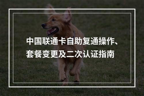中国联通卡自助复通操作、套餐变更及二次认证指南