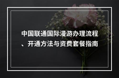 中国联通国际漫游办理流程、开通方法与资费套餐指南