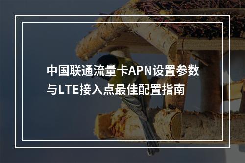 中国联通流量卡APN设置参数与LTE接入点最佳配置指南