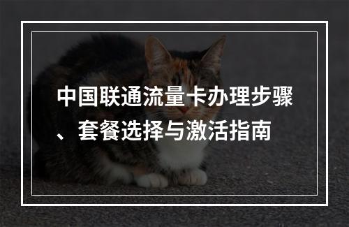 中国联通流量卡办理步骤、套餐选择与激活指南