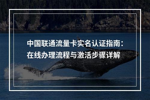 中国联通流量卡实名认证指南：在线办理流程与激活步骤详解