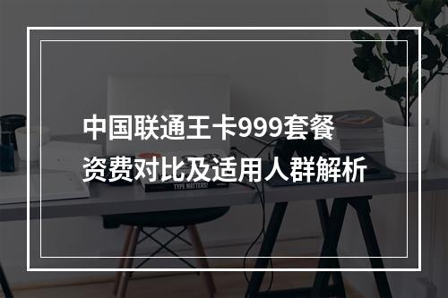 中国联通王卡999套餐资费对比及适用人群解析