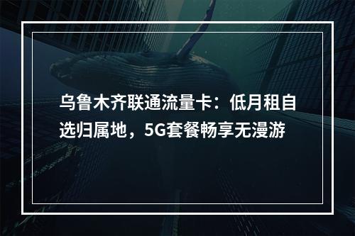 乌鲁木齐联通流量卡：低月租自选归属地，5G套餐畅享无漫游
