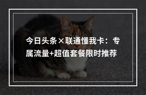 今日头条×联通懂我卡：专属流量+超值套餐限时推荐