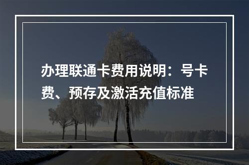 办理联通卡费用说明：号卡费、预存及激活充值标准