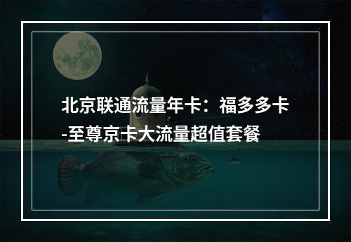 北京联通流量年卡：福多多卡-至尊京卡大流量超值套餐