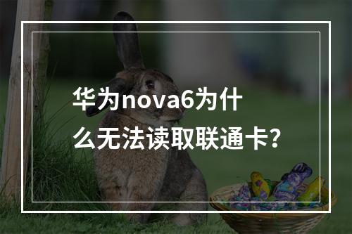 华为nova6为什么无法读取联通卡？