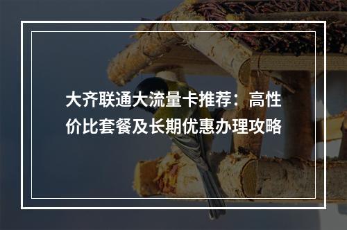 大齐联通大流量卡推荐：高性价比套餐及长期优惠办理攻略