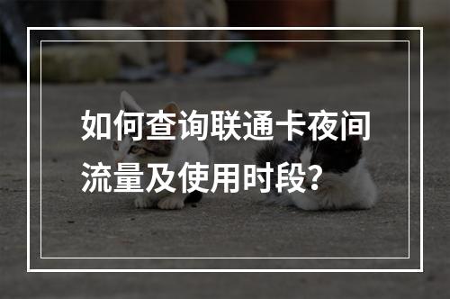 如何查询联通卡夜间流量及使用时段？
