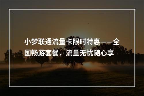 小梦联通流量卡限时特惠——全国畅游套餐，流量无忧随心享