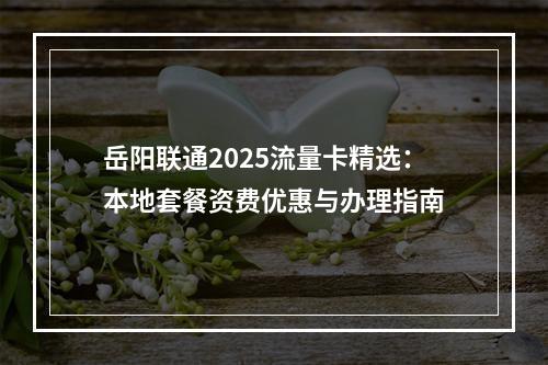 岳阳联通2025流量卡精选：本地套餐资费优惠与办理指南