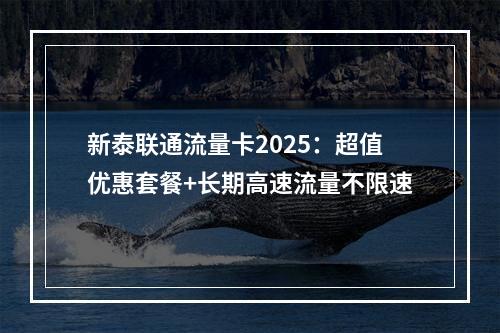 新泰联通流量卡2025：超值优惠套餐+长期高速流量不限速