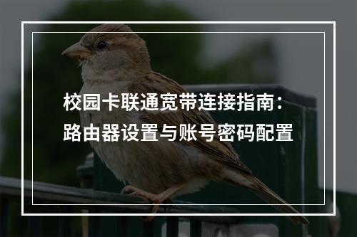 校园卡联通宽带连接指南：路由器设置与账号密码配置