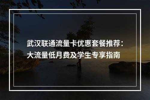 武汉联通流量卡优惠套餐推荐：大流量低月费及学生专享指南