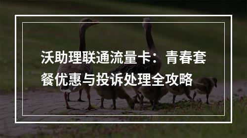 沃助理联通流量卡：青春套餐优惠与投诉处理全攻略