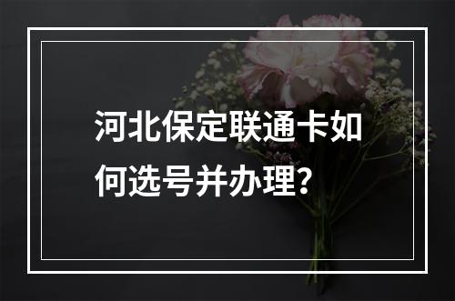 河北保定联通卡如何选号并办理？