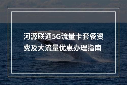 河源联通5G流量卡套餐资费及大流量优惠办理指南