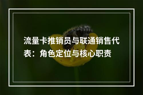 流量卡推销员与联通销售代表：角色定位与核心职责