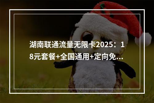 湖南联通流量无限卡2025：18元套餐+全国通用+定向免流