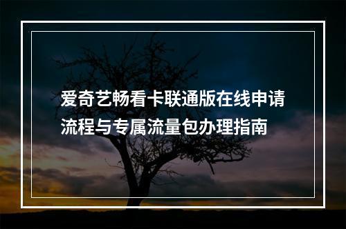 爱奇艺畅看卡联通版在线申请流程与专属流量包办理指南
