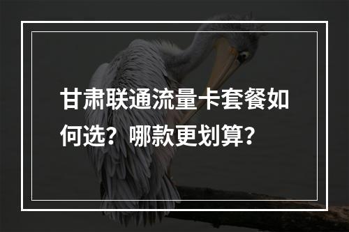 甘肃联通流量卡套餐如何选？哪款更划算？