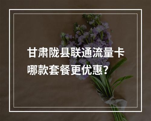 甘肃陇县联通流量卡哪款套餐更优惠？