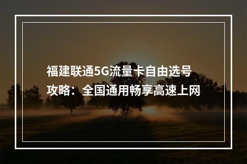福建联通5G流量卡自由选号攻略：全国通用畅享高速上网