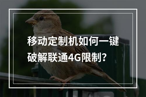 移动定制机如何一键破解联通4G限制？