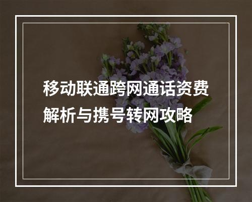 移动联通跨网通话资费解析与携号转网攻略
