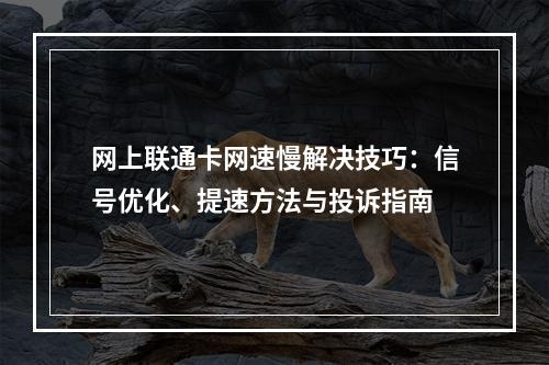 网上联通卡网速慢解决技巧：信号优化、提速方法与投诉指南