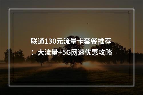 联通130元流量卡套餐推荐：大流量+5G网速优惠攻略