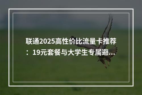 联通2025高性价比流量卡推荐：19元套餐与大学生专属避坑指南