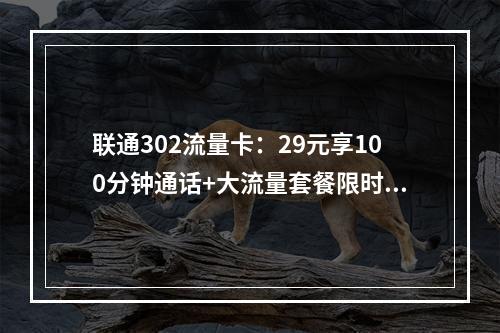 联通302流量卡：29元享100分钟通话+大流量套餐限时办理